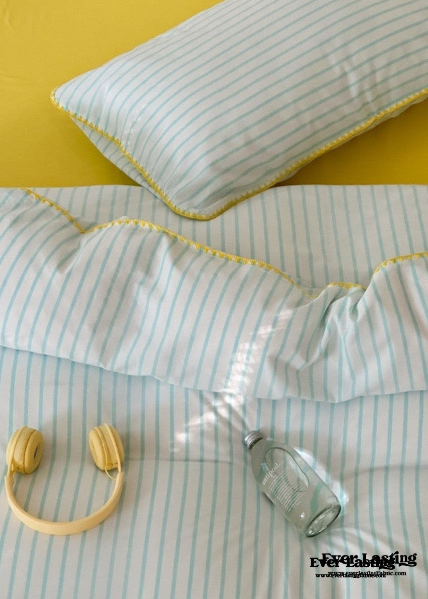 Pepper Candy Stripe Bedding Set / Light Green