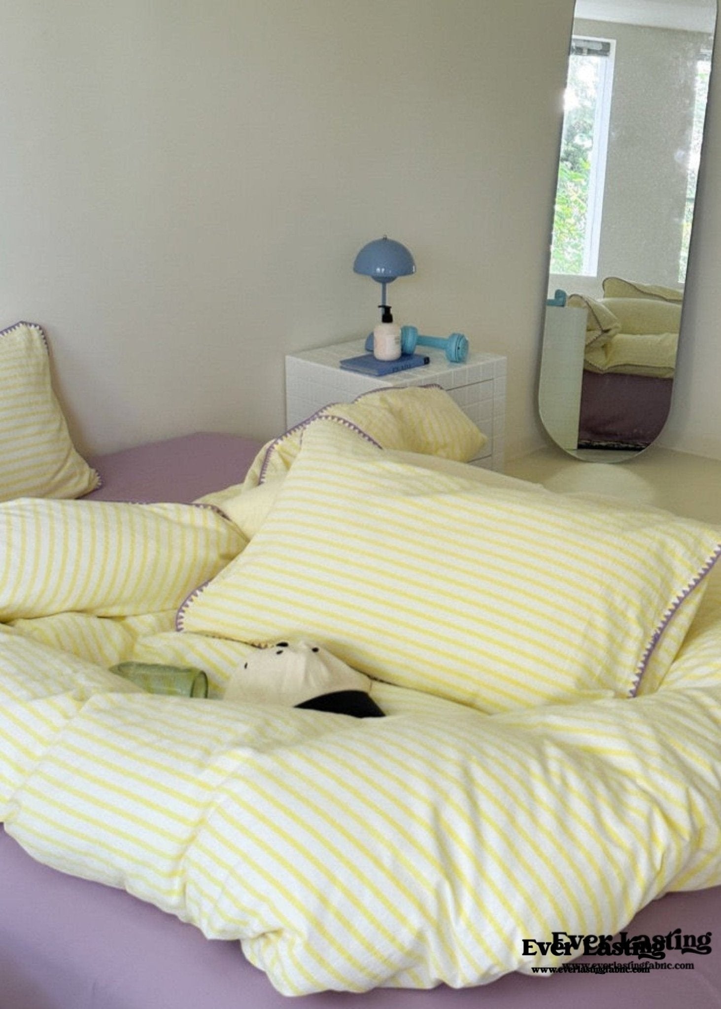 Pepper Candy Stripe Bedding Set / Light Green