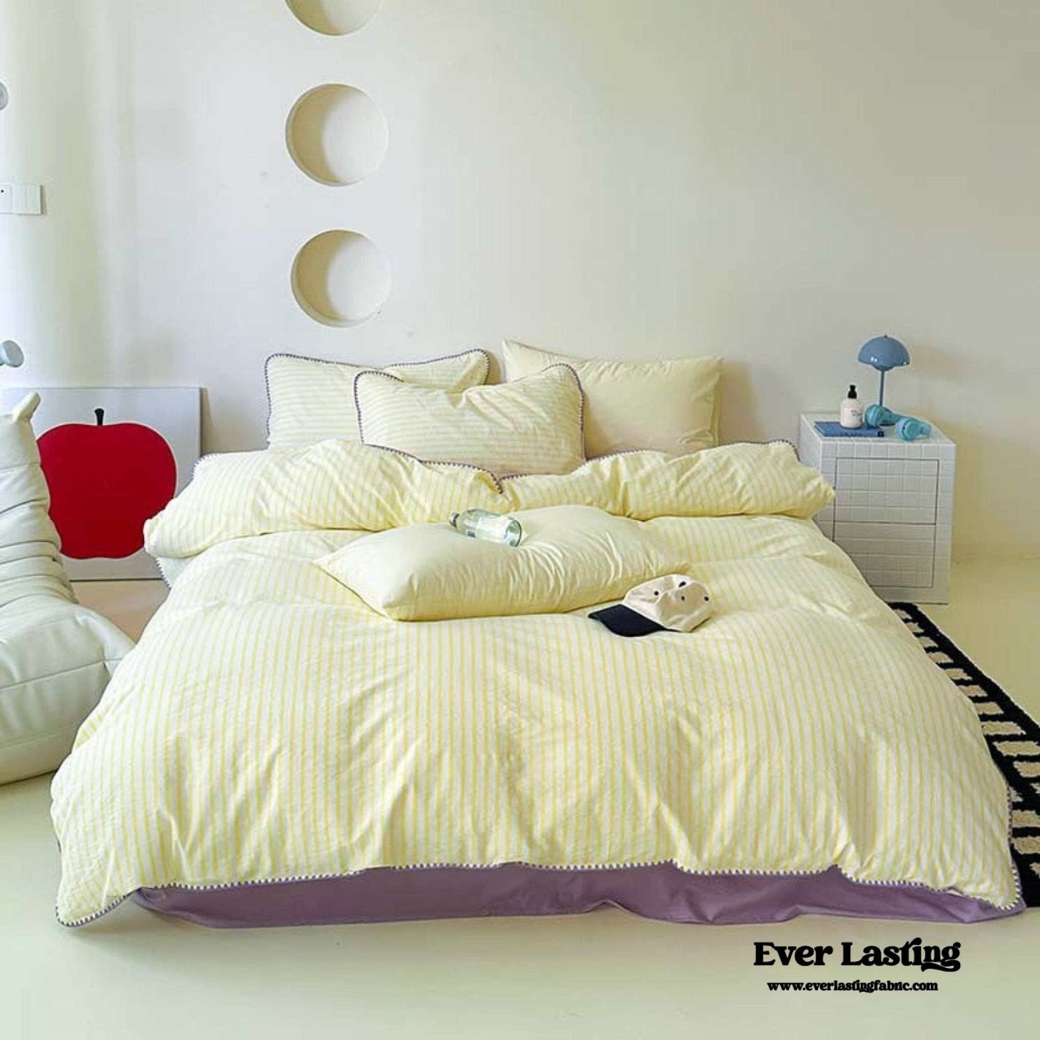 Pepper Candy Stripe Bedding Set / Light Green
