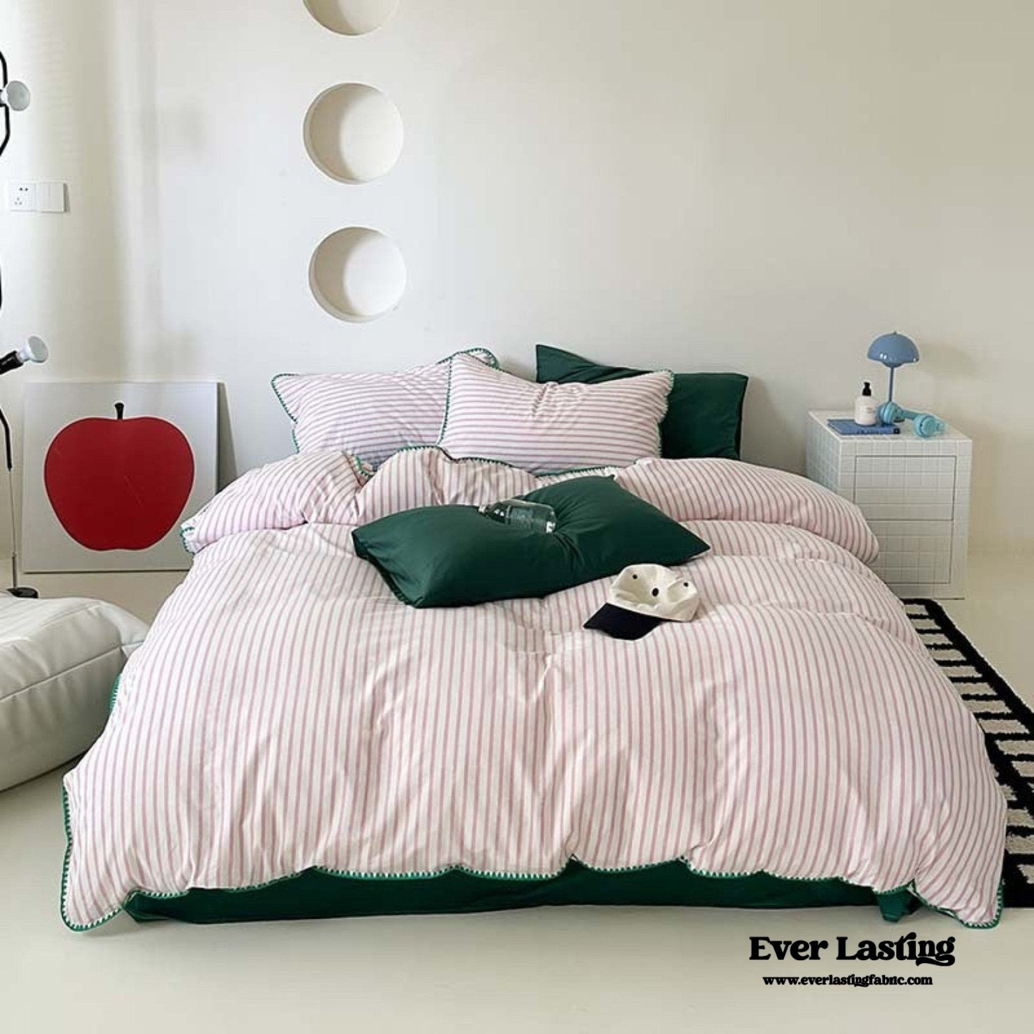 Pepper Candy Stripe Bedding Set / Light Green