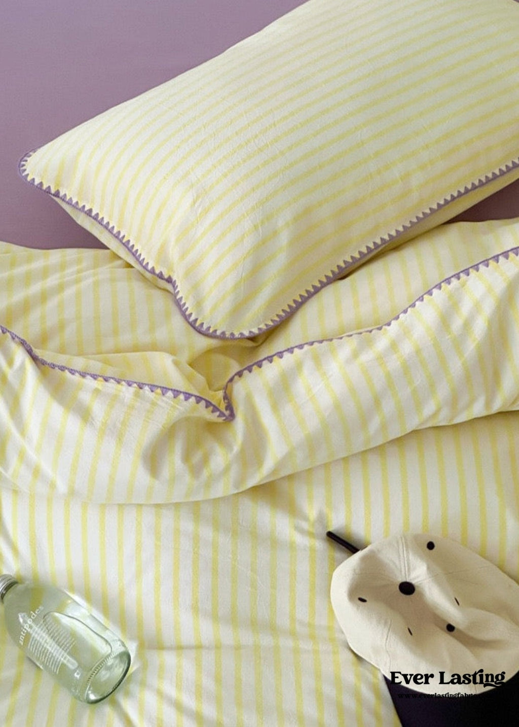 Pepper Candy Stripe Bedding Set / Light Green