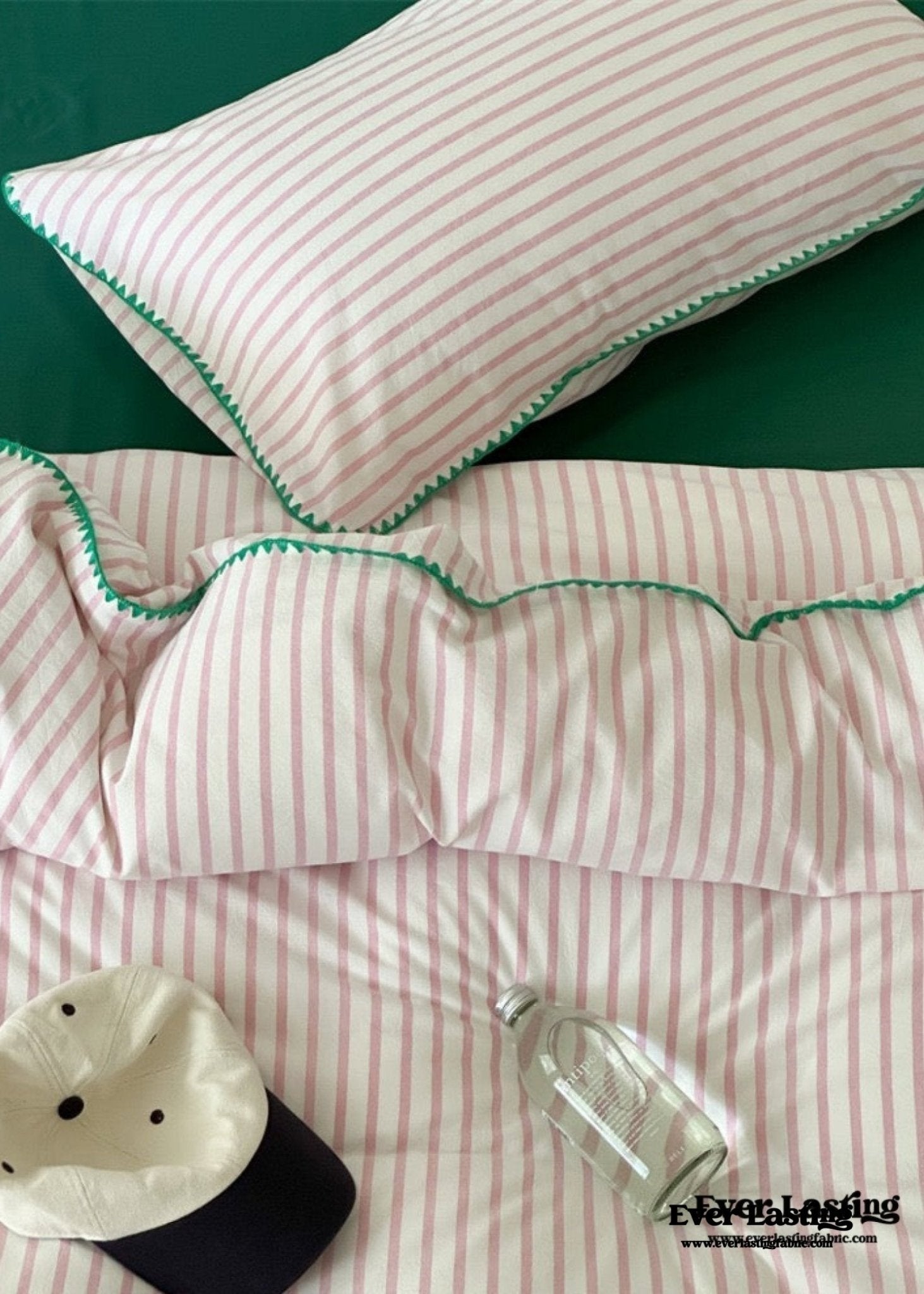 Pepper Candy Stripe Bedding Set / Light Green