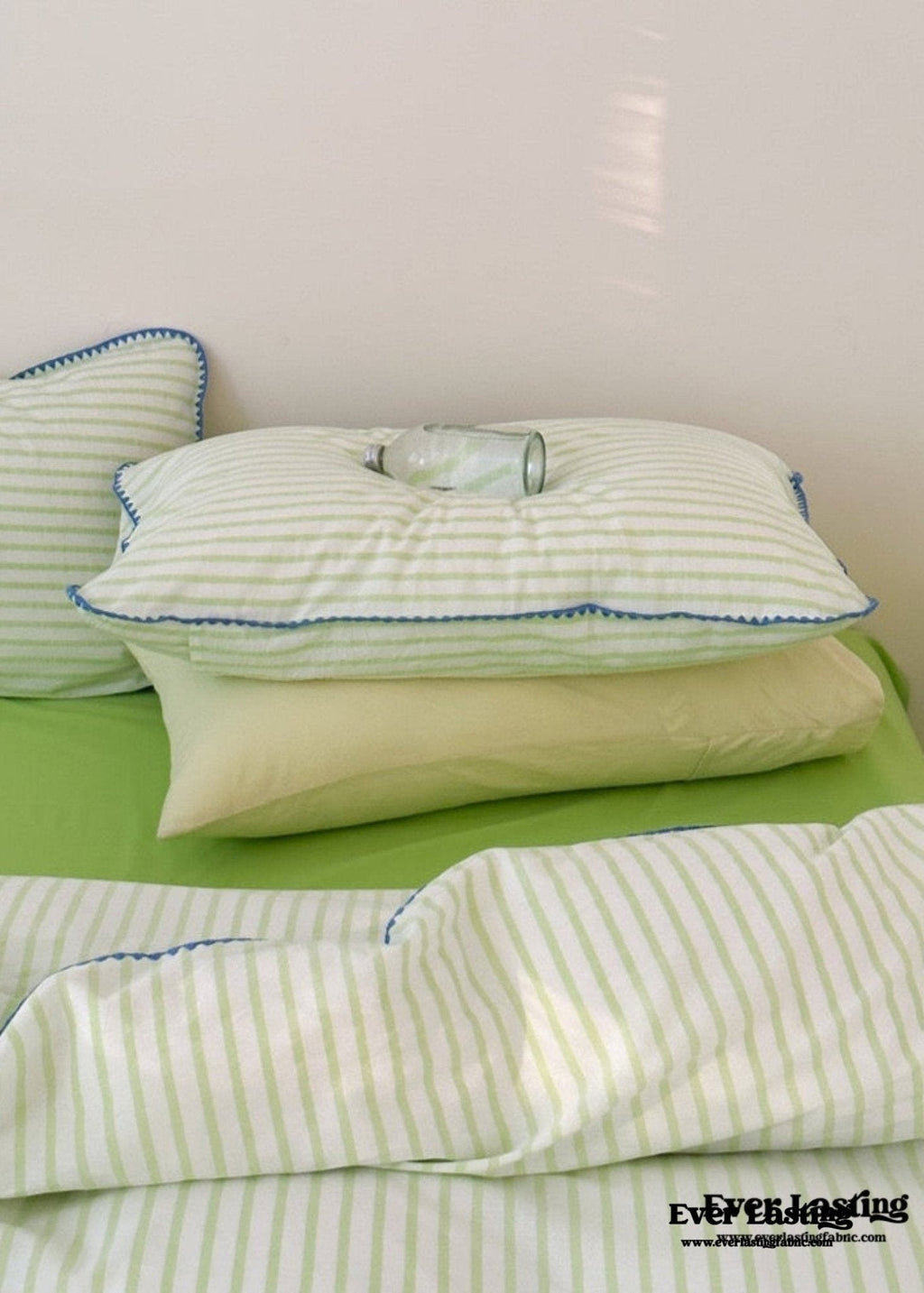 Pepper Candy Stripe Bedding Set / Light Green