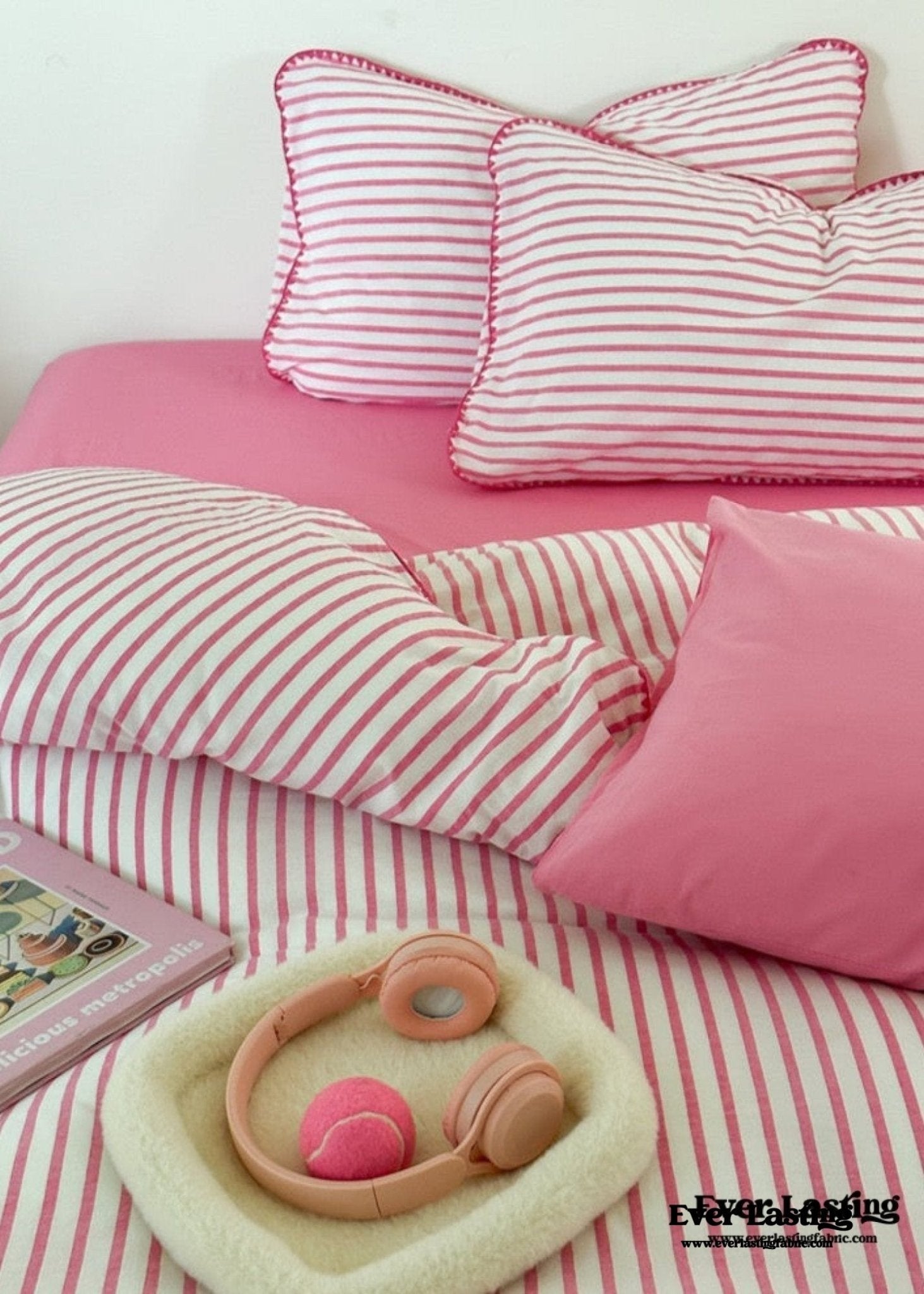 Pepper Candy Stripe Bedding Set / Light Green