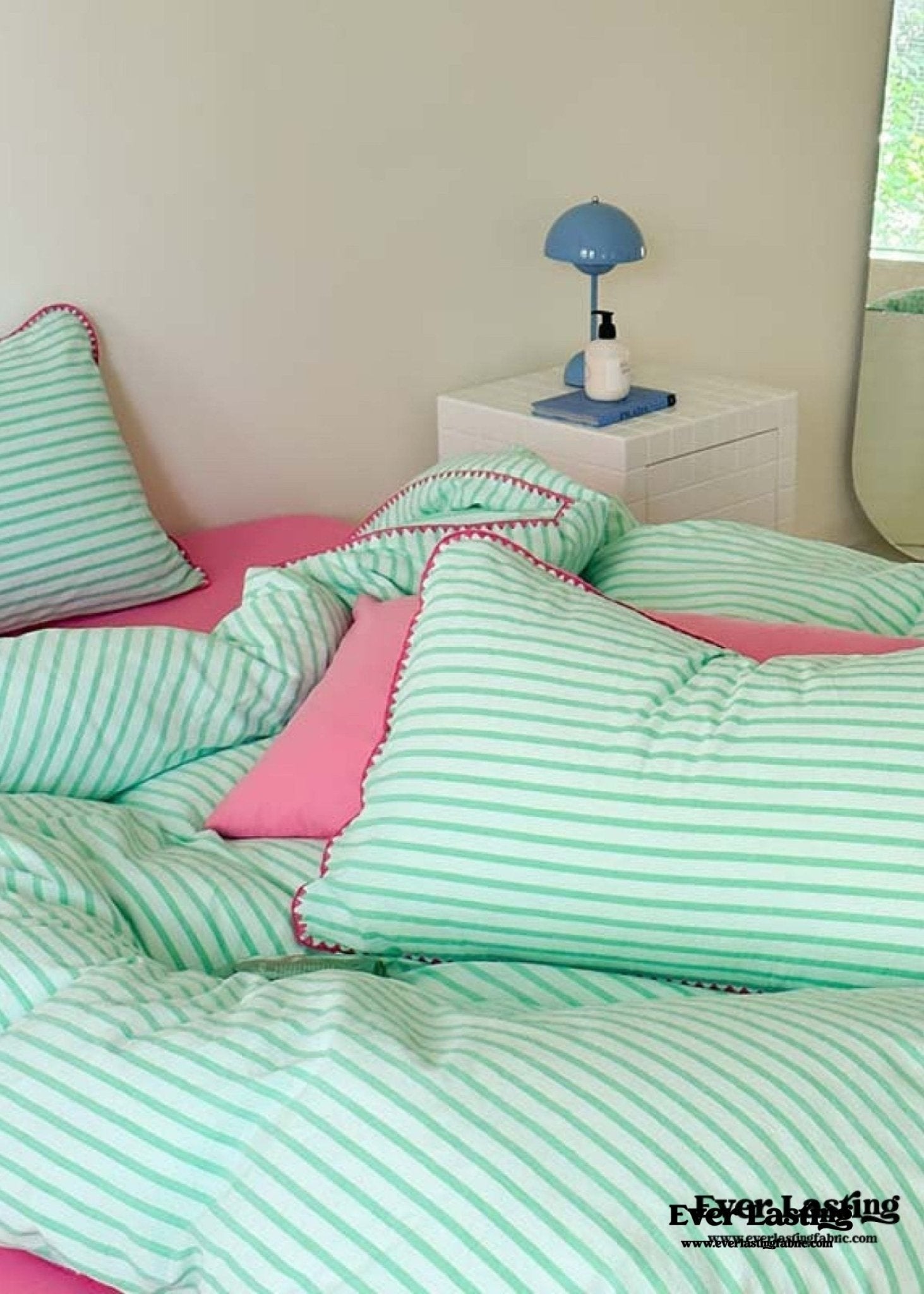 Pepper Candy Stripe Bedding Set / Purple + Green