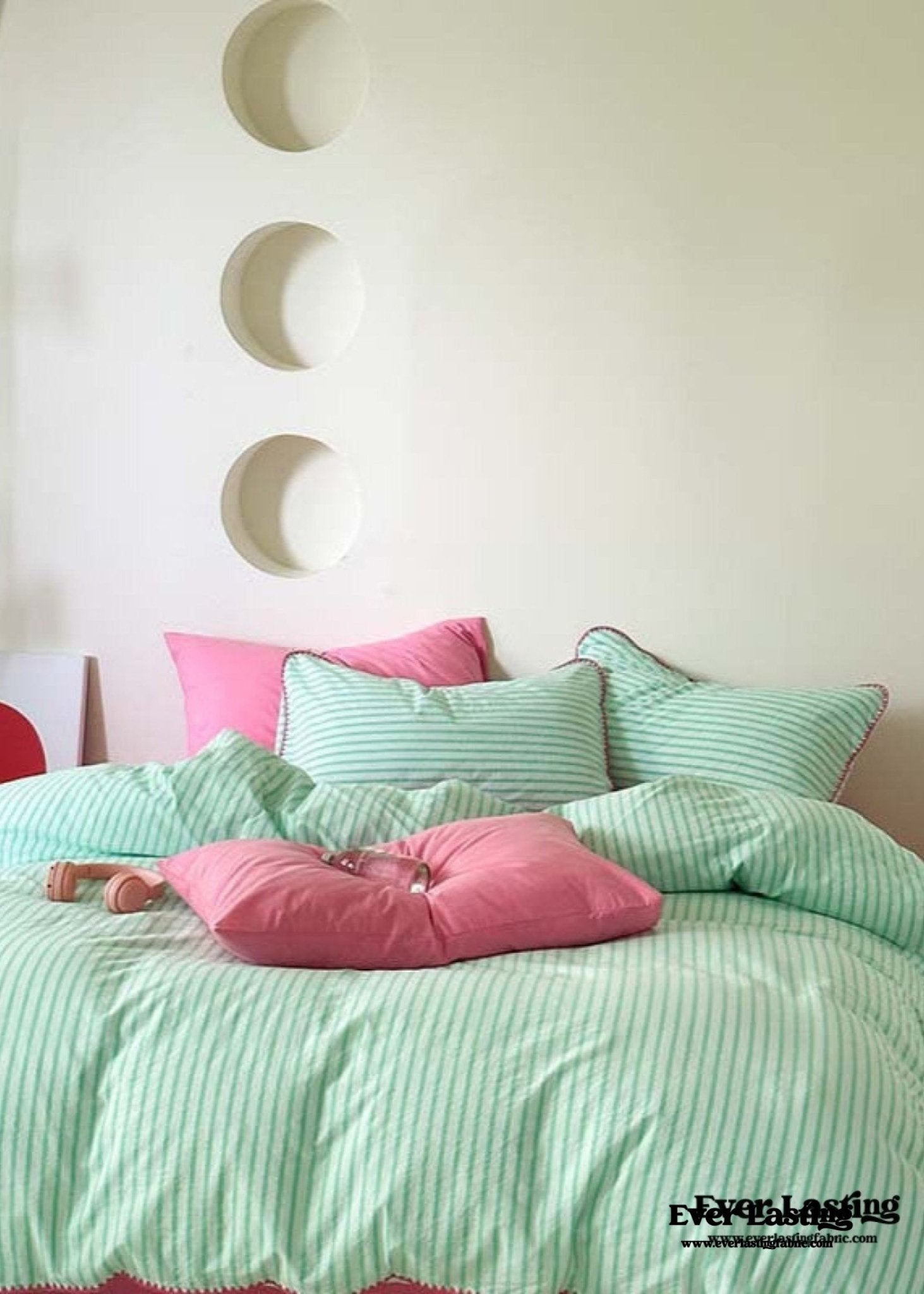Pepper Candy Stripe Bedding Set / Purple + Green