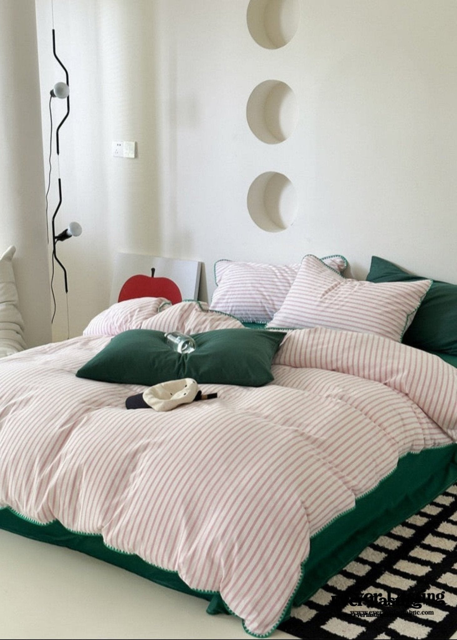 Pepper Candy Stripe Bedding Set / Purple + Green