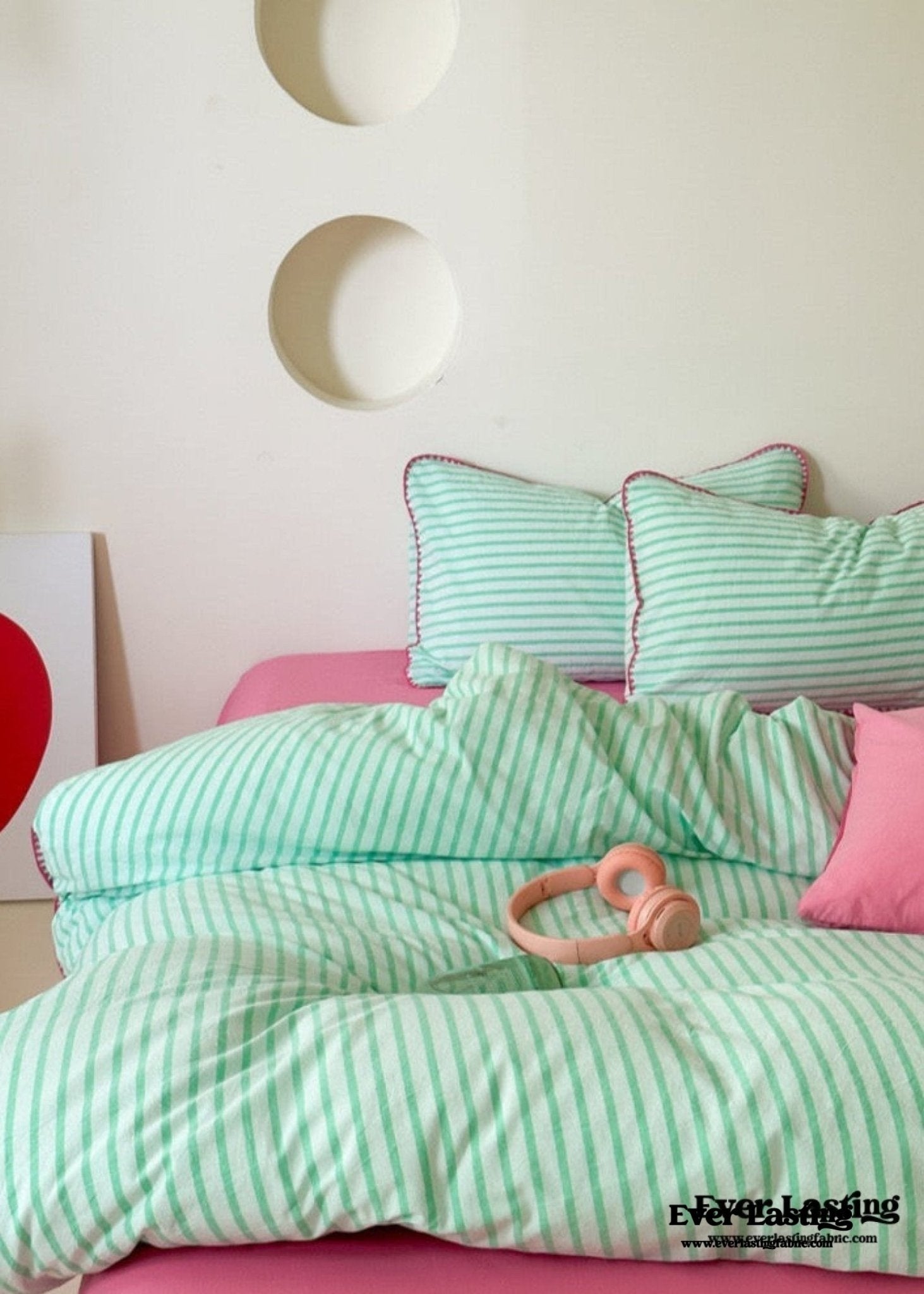 Pepper Candy Stripe Bedding Set / Purple + Green