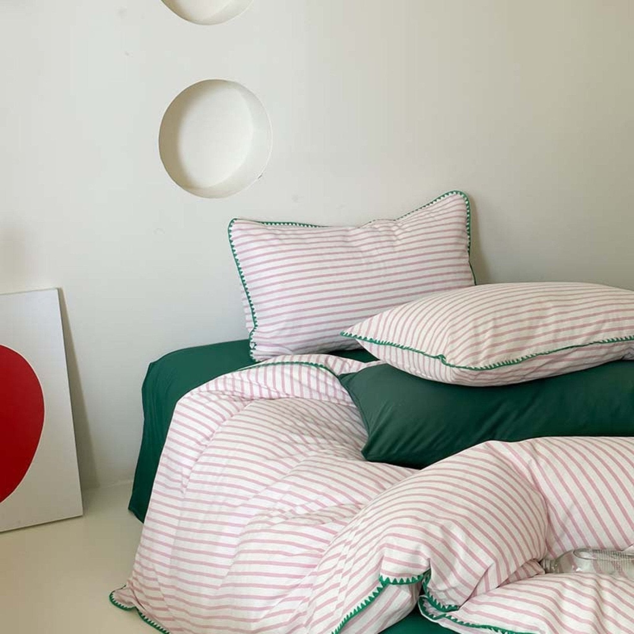 Pepper Candy Stripe Bedding Set / Purple + Green
