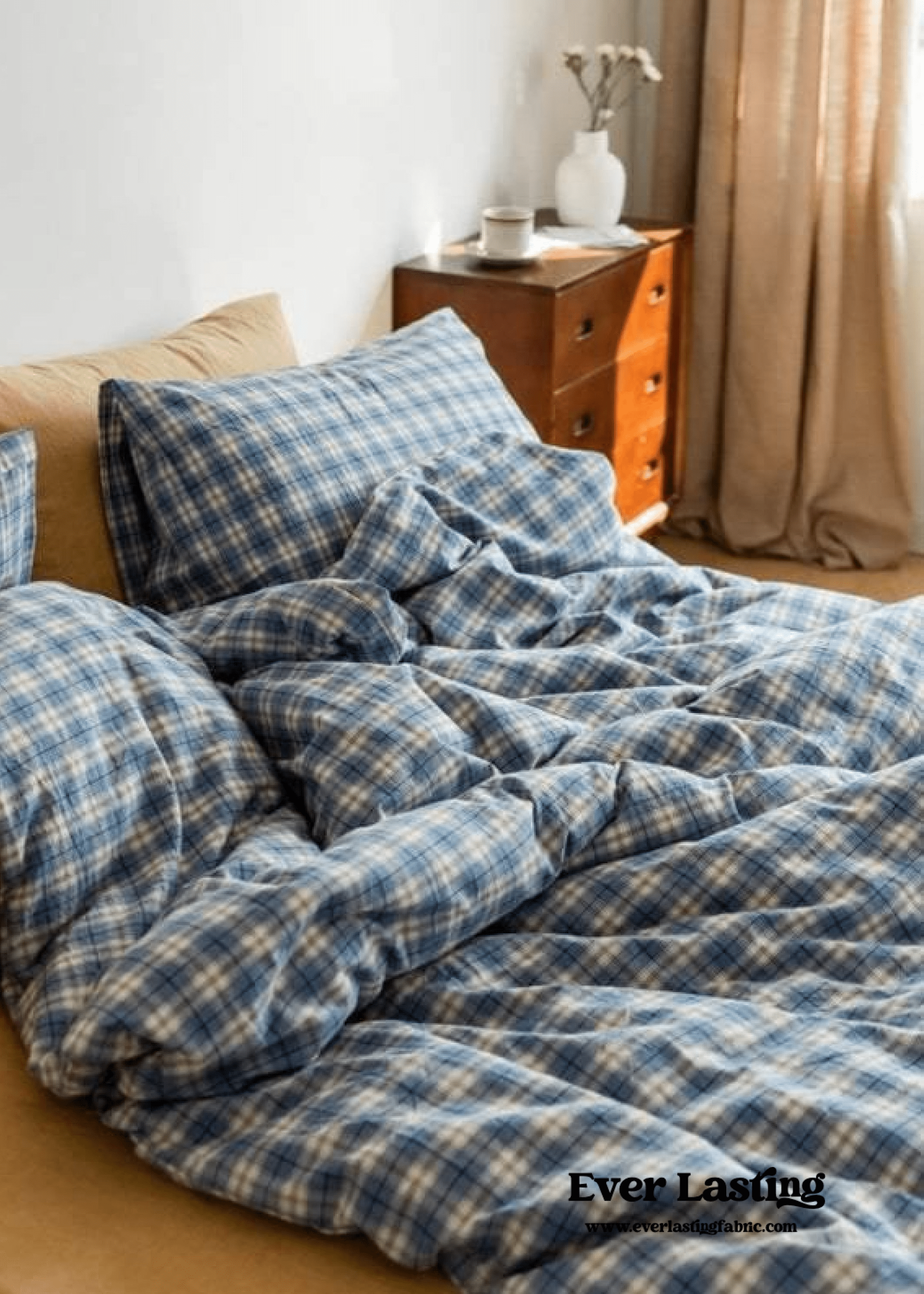 Plaid Bedding Set / Blue + Mustard