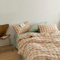 Plaid Bedding Set / Yellow + Mint Green