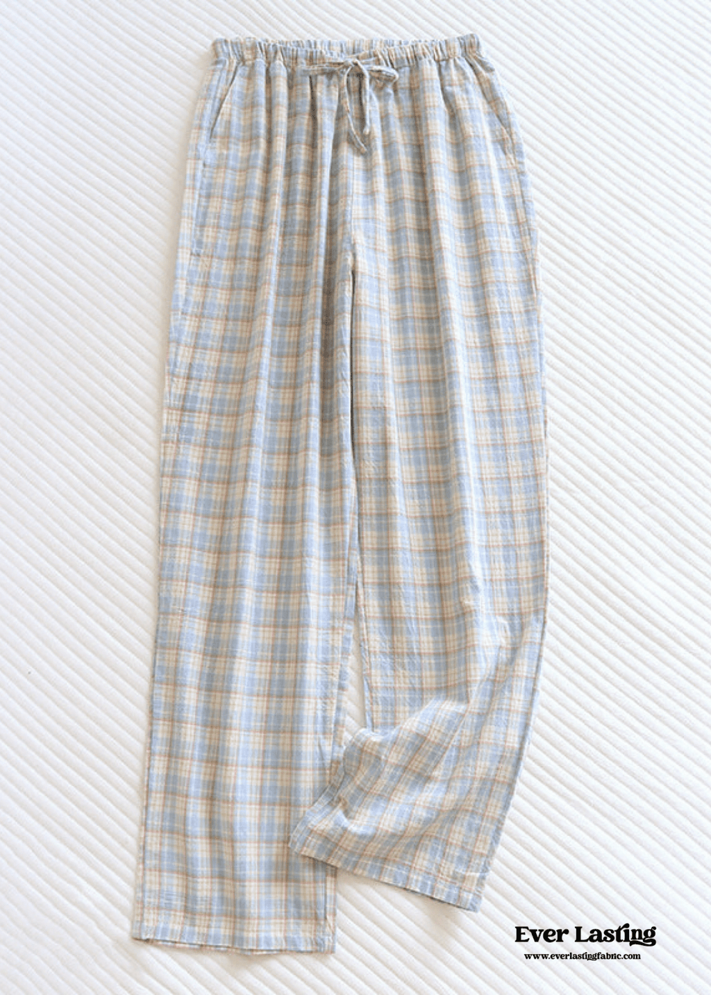 Plaid Washed Cotton Pajama Pants / Blue