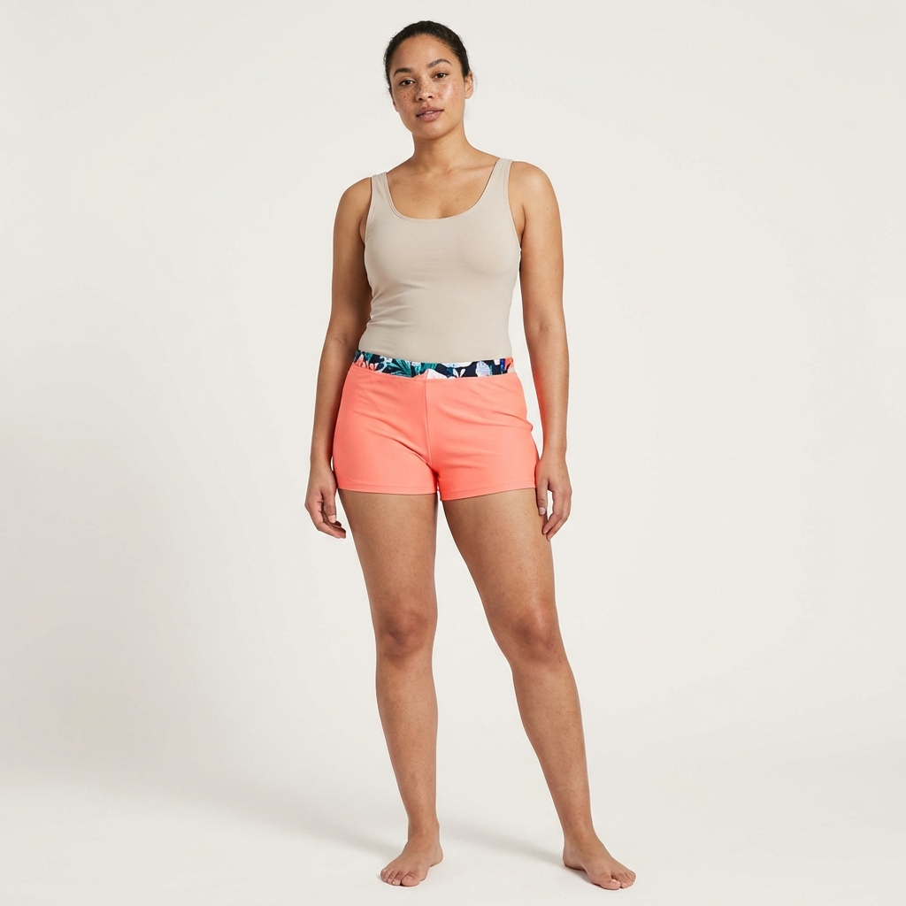 Ideology Big Girls Floral-Trim Swim Boyshorts, L(14)/Orange
