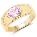 14K Yellow Gold Plated 2.40 Carat Genuine Kunzite .925 Sterling Silver Ring