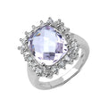 5.55 Carat Genuine Pink Amethyst and White Topaz .925 Sterling Silver Ring