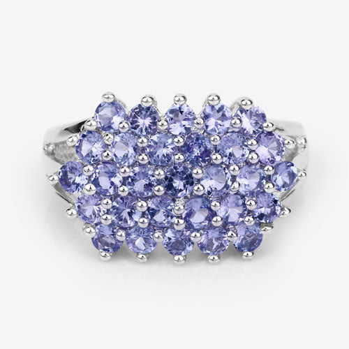 2.03 Carat Genuine Tanzanite .925 Sterling Silver Ring
