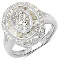 1.08 Carat Genuine White Diamond .925 Sterling Silver Ring