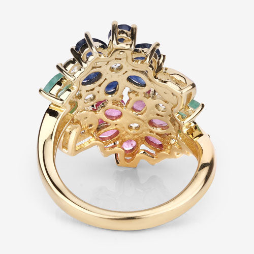 3.65 Carat Genuine Multi Stones .925 Sterling Silver Ring