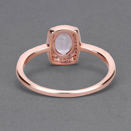0.82 Carat Genuine Morganite and White Diamond 14K Rose Gold Ring