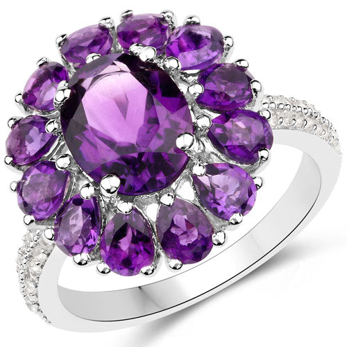 11.60 Carat Genuine Amethyst and White Topaz .925 Sterling Silver 3 Piece Jewelry Set (Ring, Earrings, and Pendant w/ Chain)