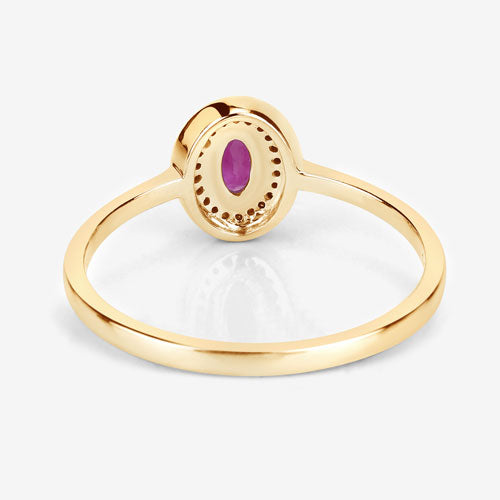 0.33 Carat Genuine Ruby and White Diamond 14K Yellow Gold Ring