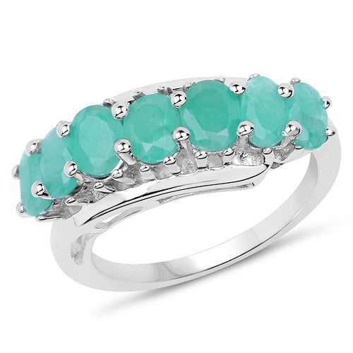 1.64 Carat Genuine Emerald Sterling Silver Ring