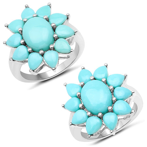 5.20 Carat Genuine Turquoise .925 Sterling Silver Ring