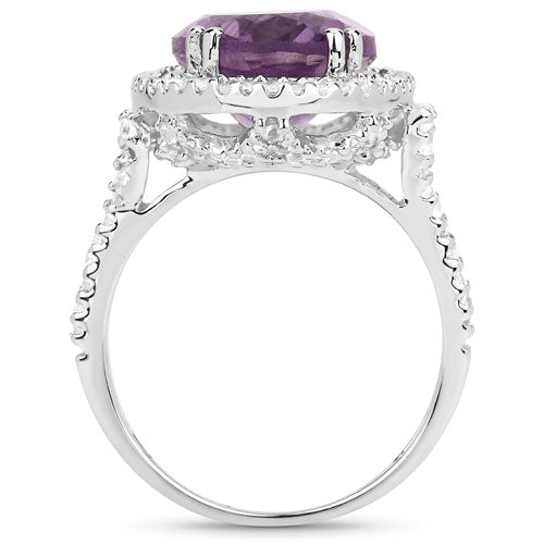 5.55 Carat Genuine Amethyst & White Topaz .925 Sterling Silver Ring