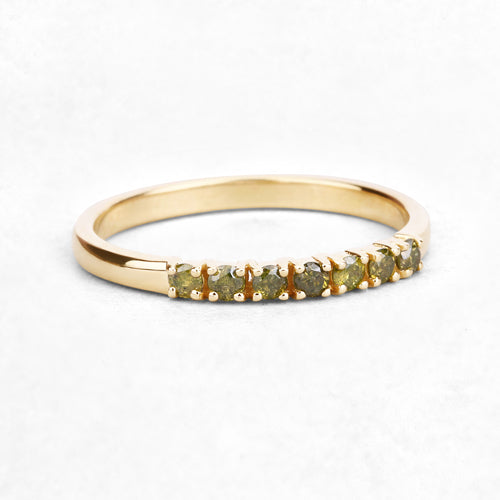 0.22 Carat Genuine Dark Yellow Diamond 14K Yellow Gold Ring (I1-I2)
