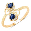 0.34 Carat Genuine Blue Sapphire and White Diamond 14K Yellow Gold Ring