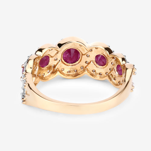 1.99 Carat Genuine Ruby and White Diamond 14K Yellow Gold Ring