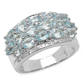 3.24 Carat Genuine Blue Topaz & White Topaz .925 Sterling Silver Ring
