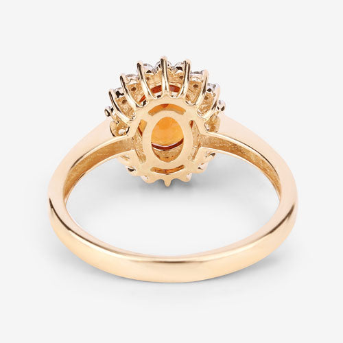 1.87 Carat Genuine Spessartite Garnet and White Diamond 14K Yellow Gold Ring