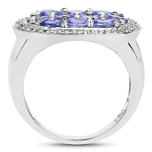 1.70 Carat Genuine Tanzanite .925 Sterling Silver Ring