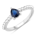 0.50 Carat Genuine Blue Sapphire 14K White Gold Ring