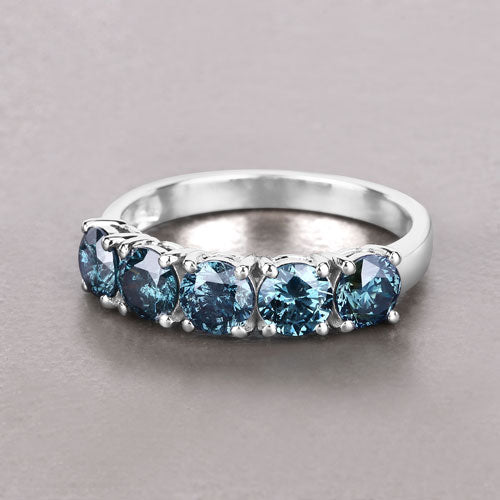 1.22 Carat Genuine Blue Diamond 14K White Gold Ring