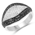 0.51 Carat Genuine Black Diamond & White Diamond .925 Sterling Silver Ring