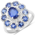 2.47 Carat Genuine Kyanite & White Topaz .925 Sterling Silver Ring