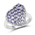 1.63 Carat Genuine Tanzanite .925 Sterling Silver Ring