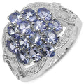 2.38 Carat Genuine Tanzanite .925 Sterling Silver Ring