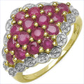 14K Yellow Gold Plated 2.08 Carat Genuine Ruby .925 Sterling Silver Ring