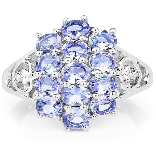 2.21 Carat Genuine Tanzanite .925 Sterling Silver Ring