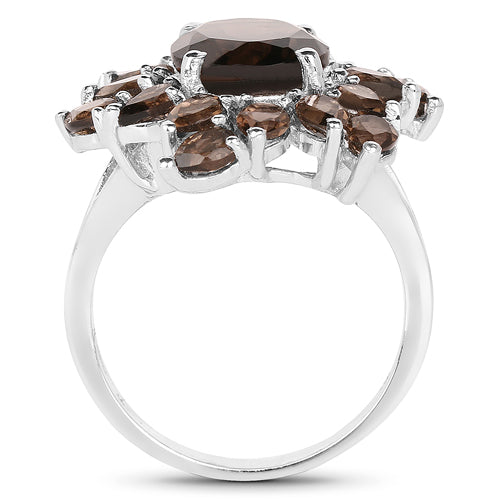 5.69 Carat Genuine Smoky Quartz .925 Sterling Silver Ring