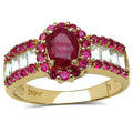 2.89 Carat Glass Filled Ruby, Created Ruby and White Topaz .925 Sterling Silver Ring