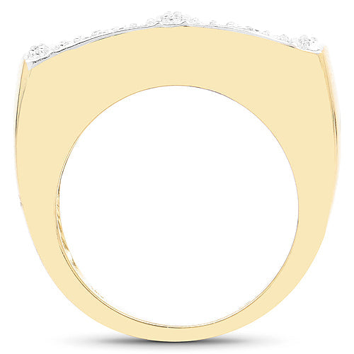 14K Yellow Gold Plated 0.25 Carat Genuine White Diamond .925 Sterling Silver Ring