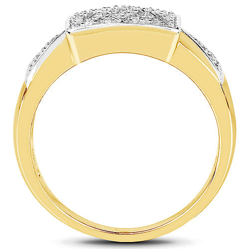 14K Yellow Gold Plated 0.21 Carat Genuine White Diamond .925 Sterling Silver Ring