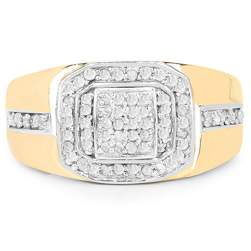 14K Yellow Gold Plated 0.29 Carat Genuine White Diamond .925 Sterling Silver Ring