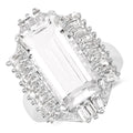 9.77 Carat Genuine Crystal Quartz & White Topaz .925 Sterling Silver Ring