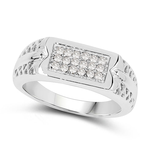 0.27 Carat Genuine White Diamond .925 Sterling Silver Ring