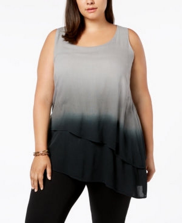 Joseph A 155603 Womens Asymmetric Dip Dye Tank Top